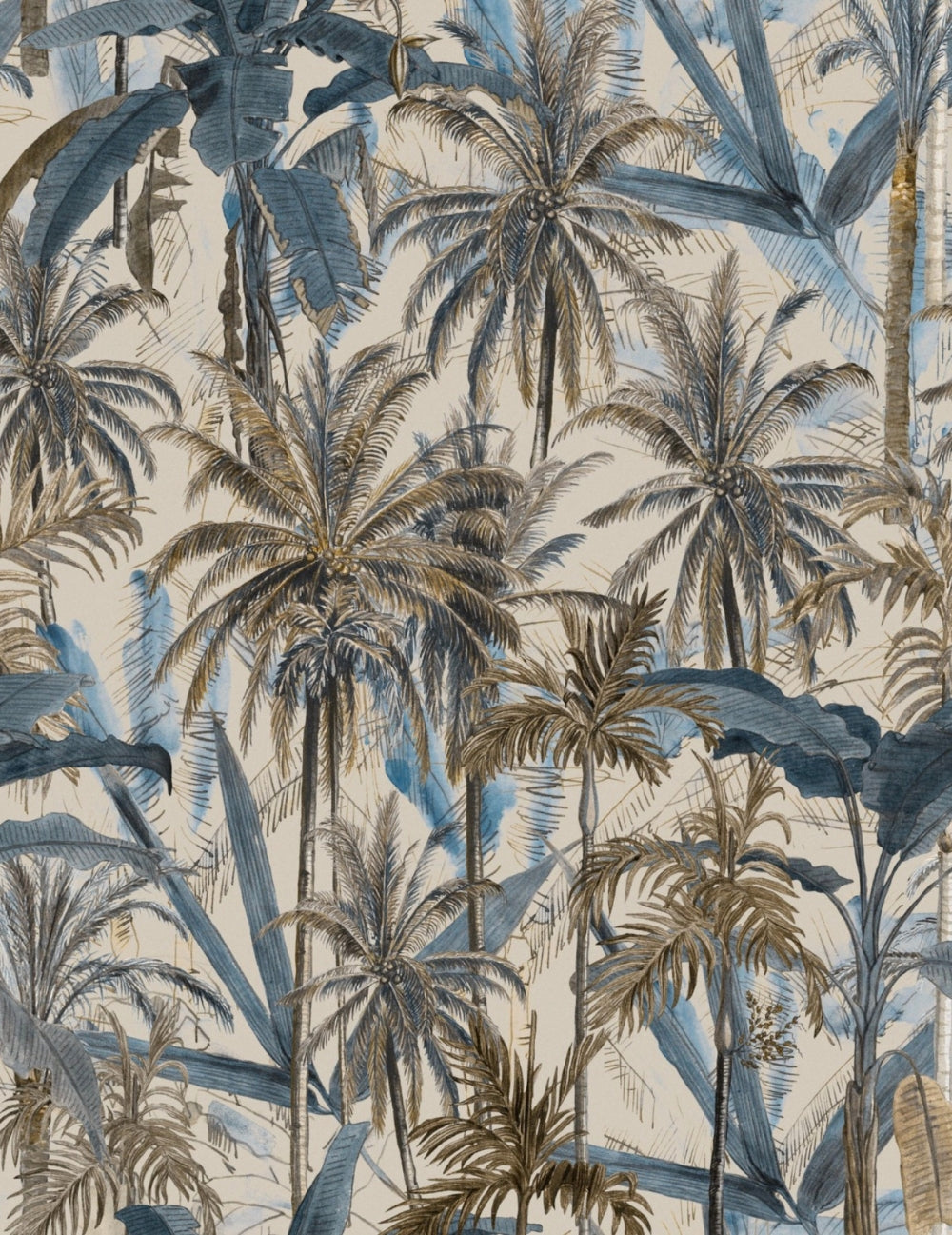 Wandtapete The Jungle Smoke Blue