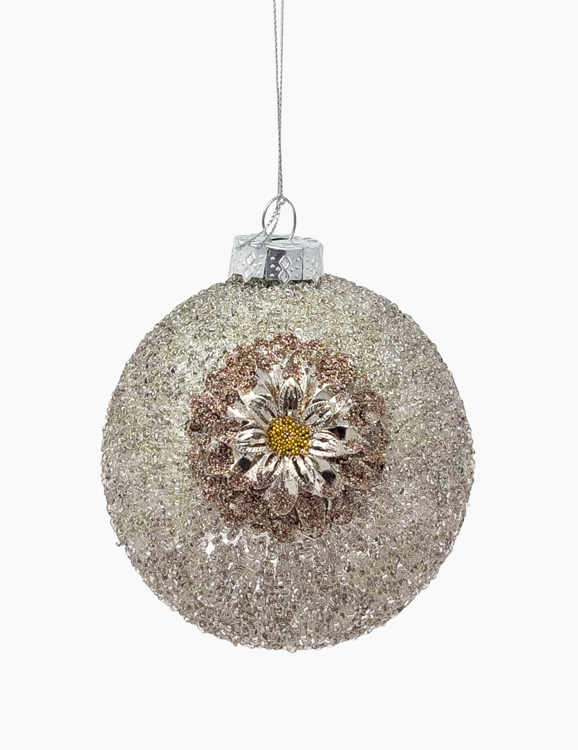 Weihnachtskugel Edelweiß Silber-Braun