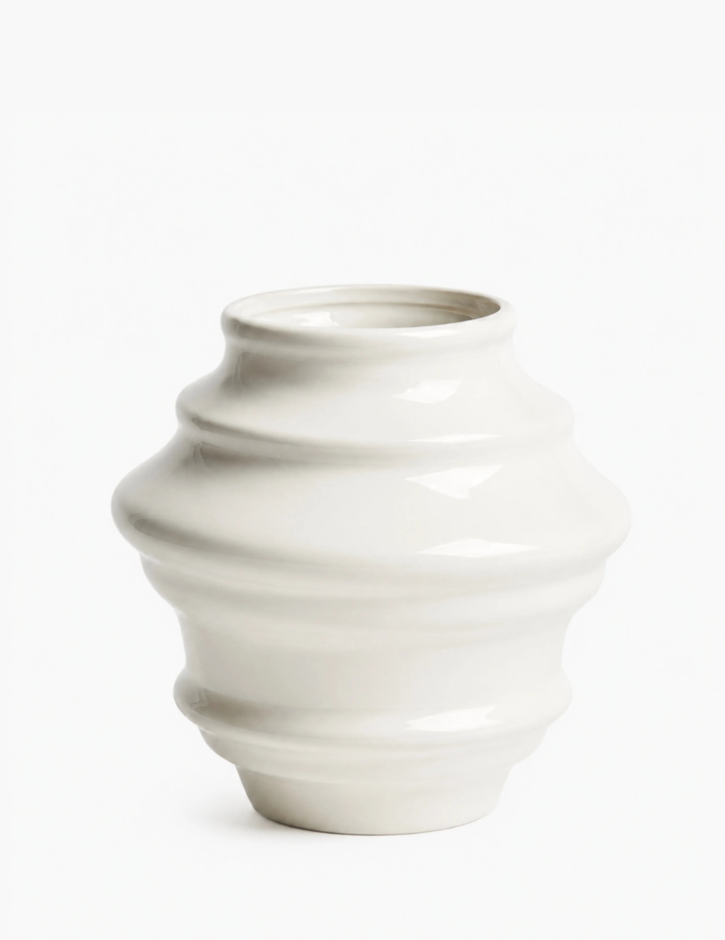 Deko-Vase Niedrig Creme-Weiß