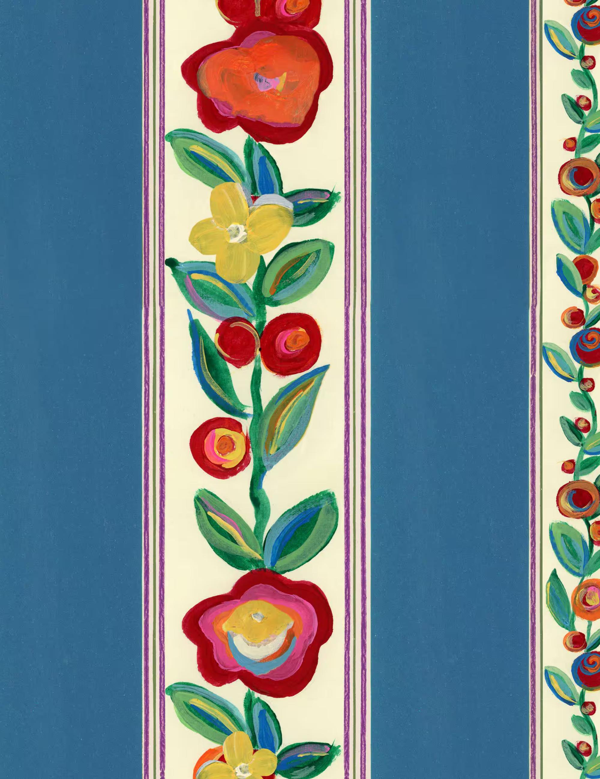 Wandtapete Dainty Flower Azure