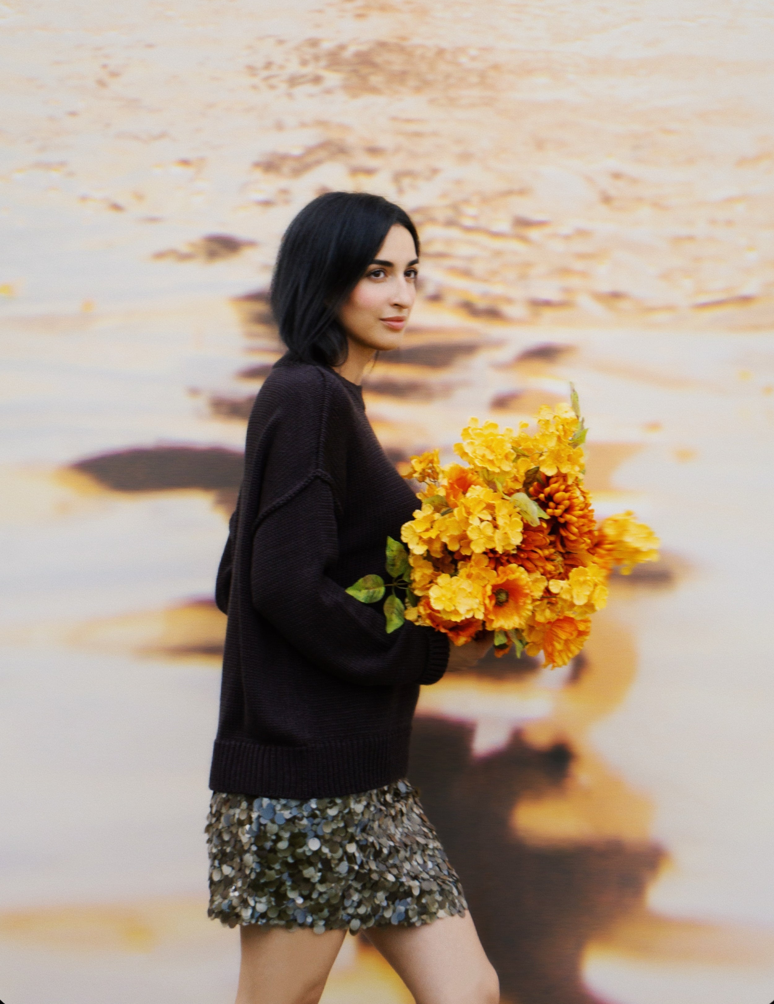 Kunstblumen-Strauß Amber Flame