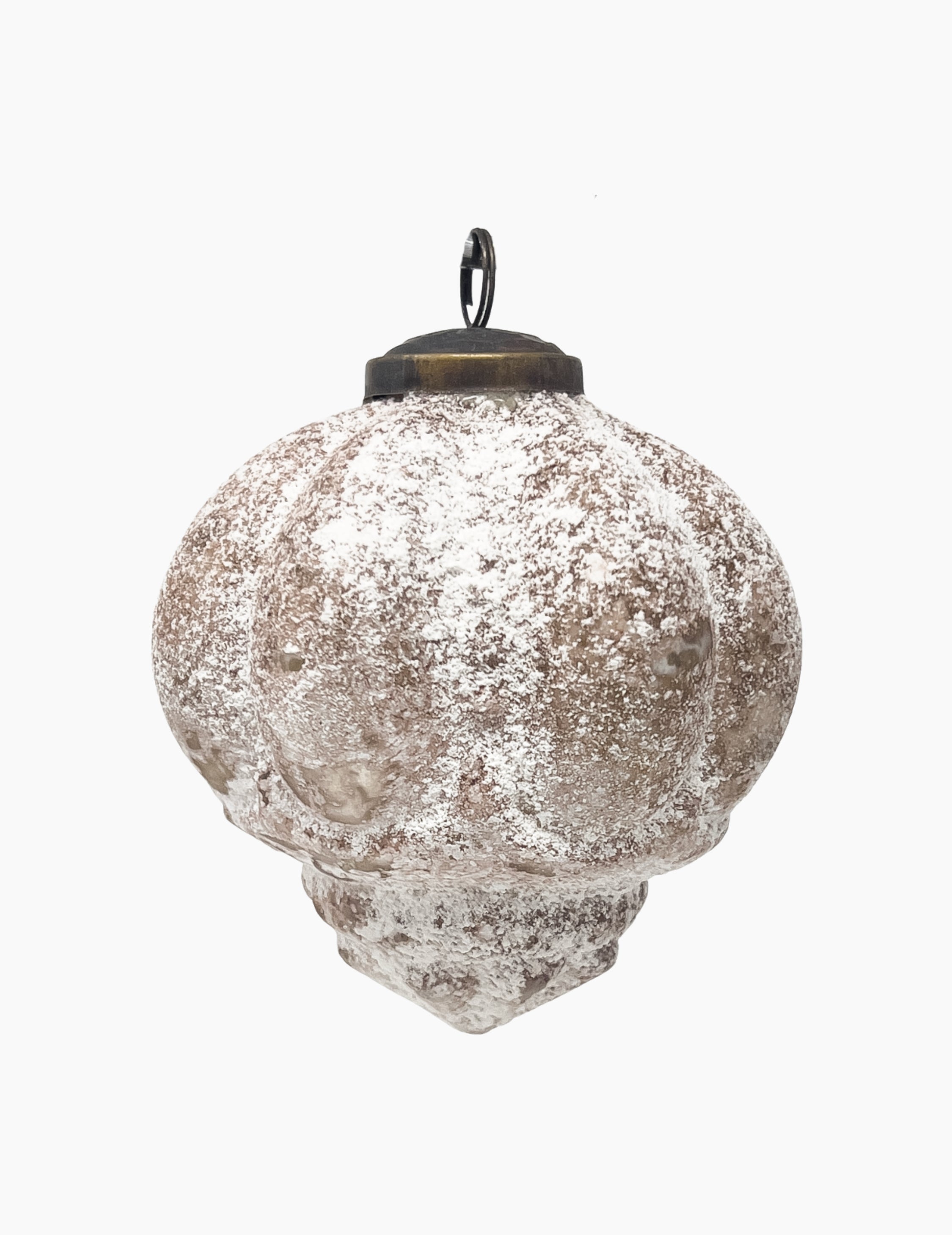 Weihnachtskugel Zapfen mit Schnee Altrosa