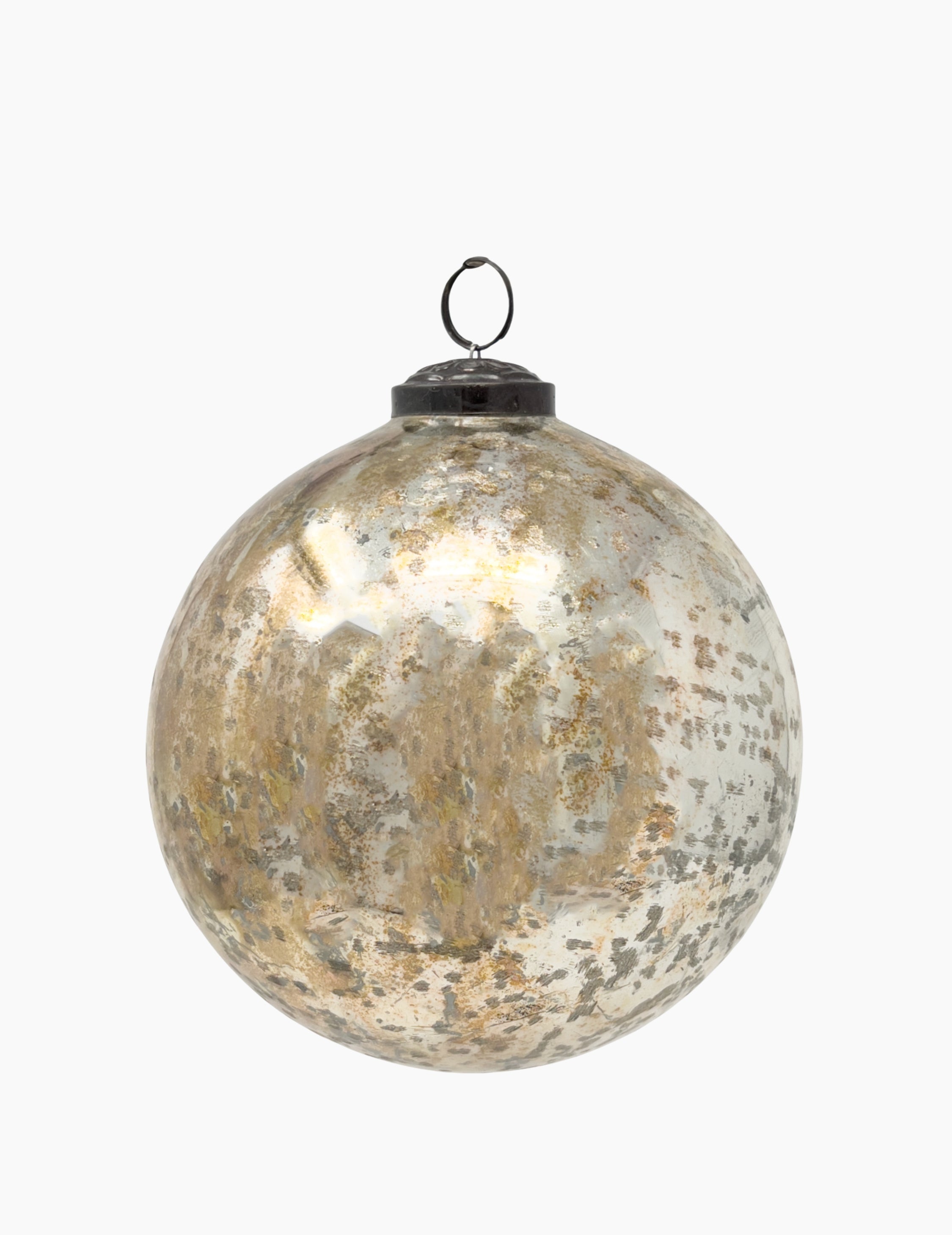 Große Weihnachtskugel aus Glas Antikgold