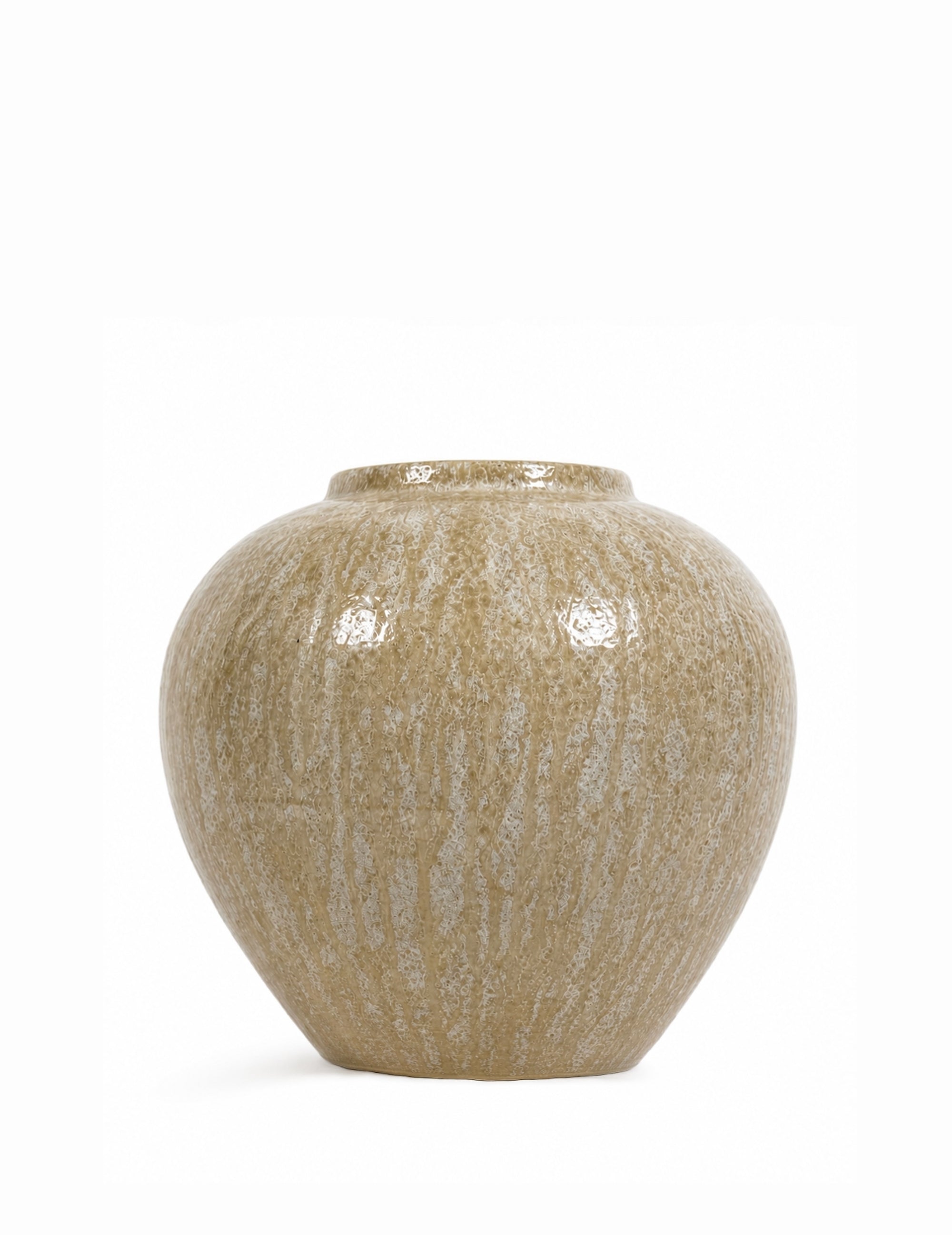 Deko-Vase Glasiert Rund Beige