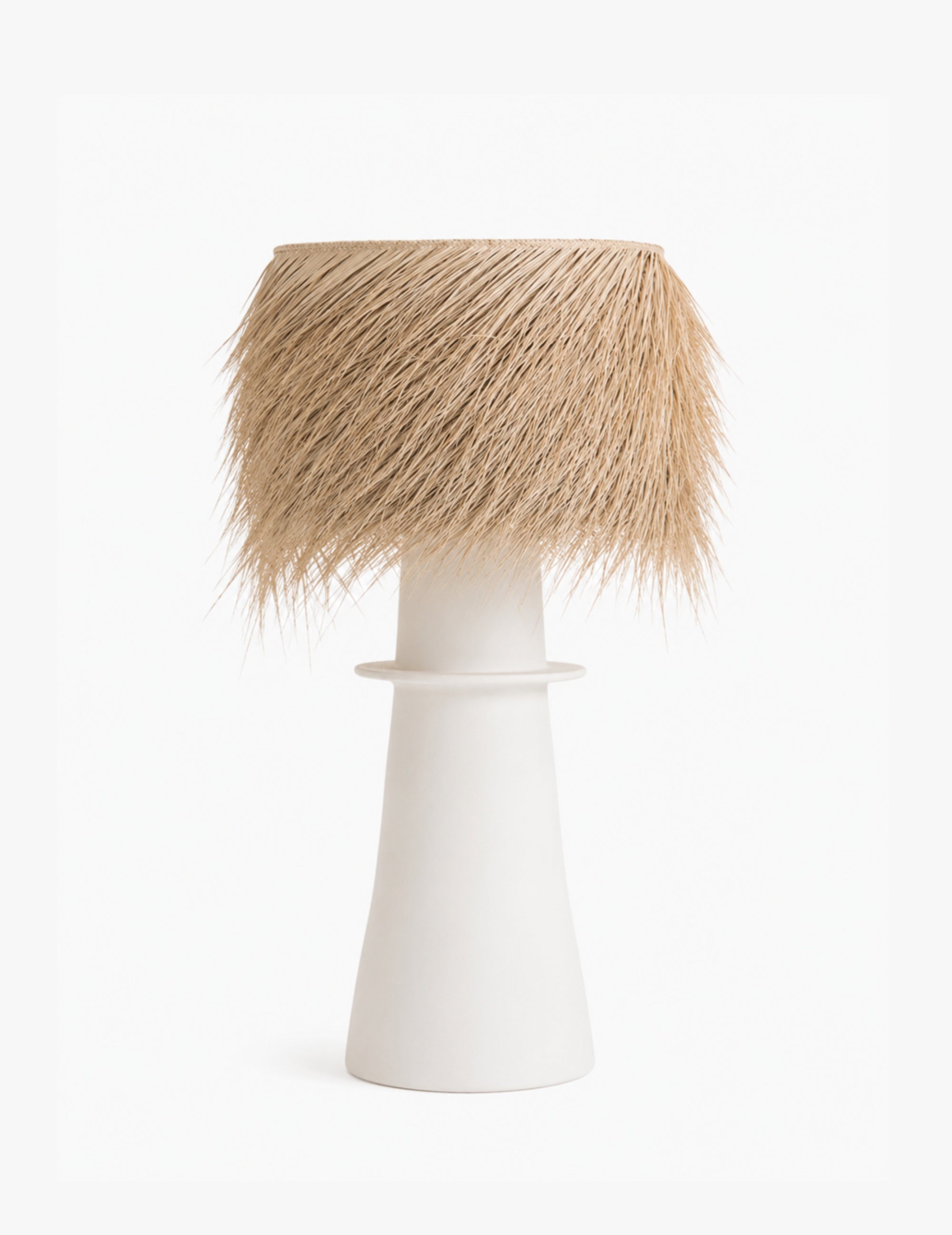 Stehlampe mit Palmenschirm Weiß
