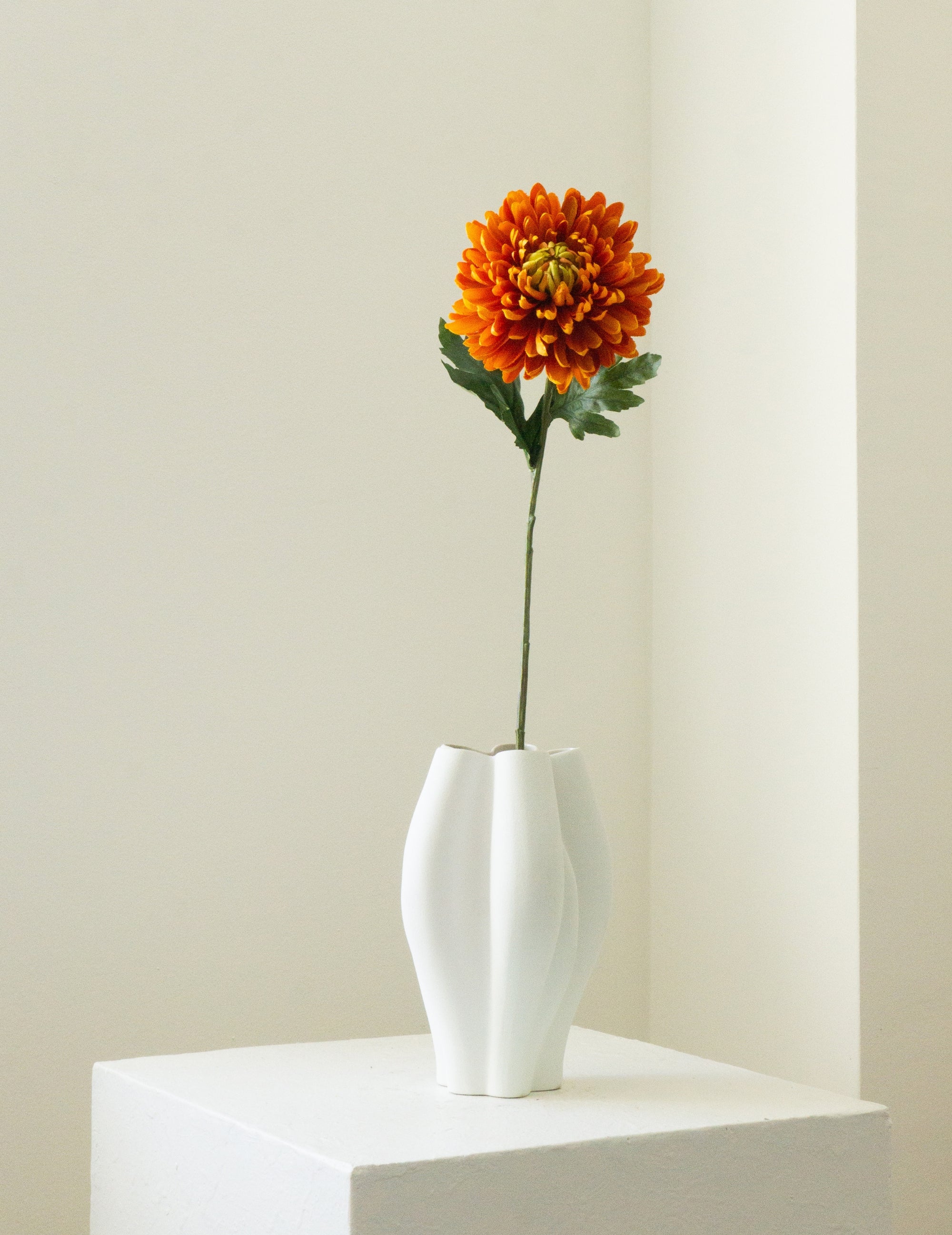 Kunstblume Chrysantheme Rot-Orange
