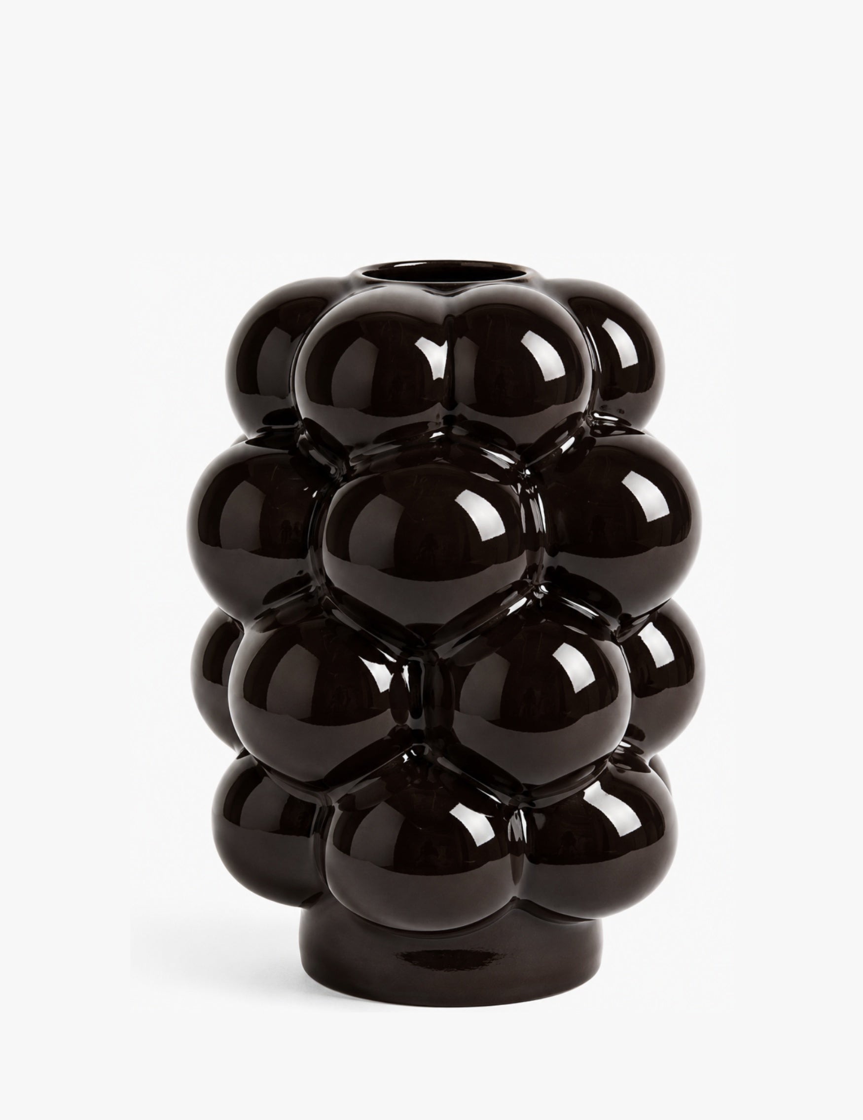 Glänzende Vase aus Steingut Dunkelbraun