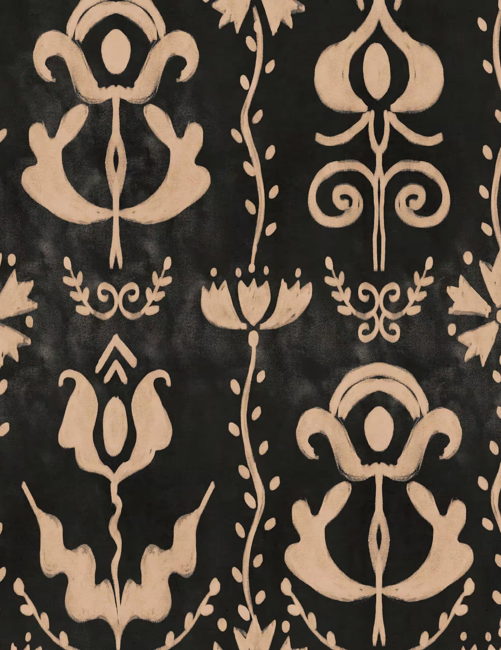 Wandtapete Grandma's Stencil Anthrazit