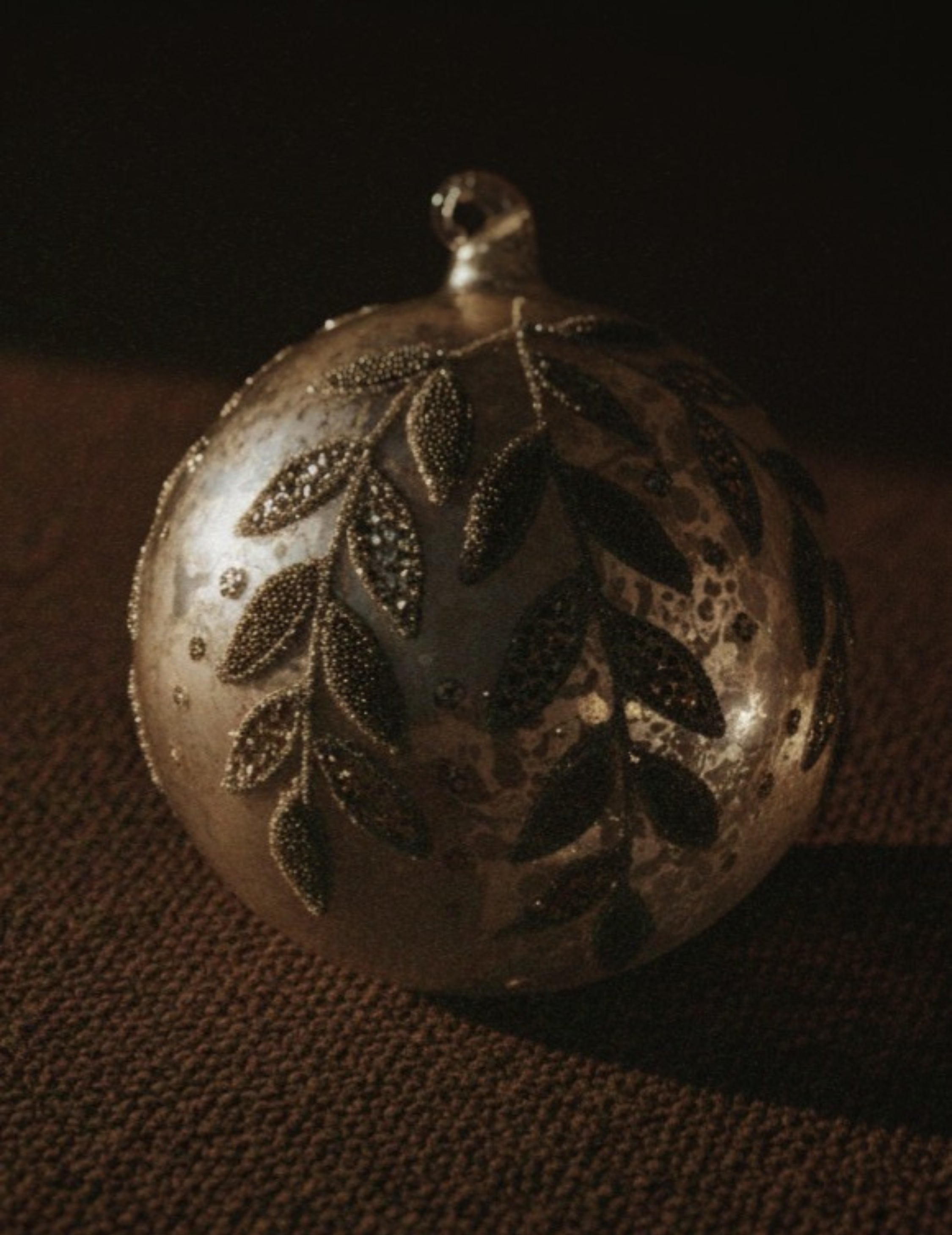 Weihnachtskugel aus Glas Blätter Gold