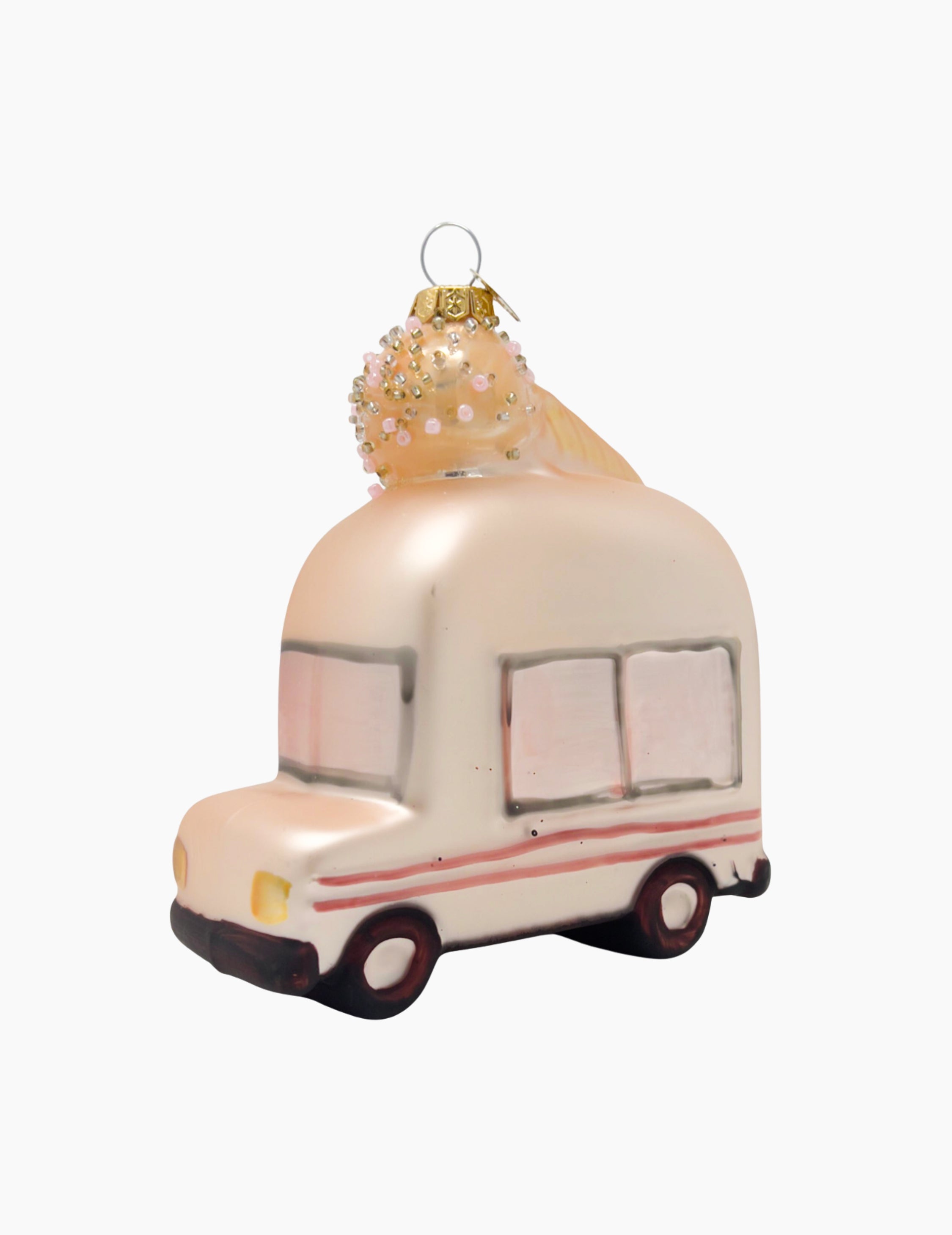 Weihnachtsanhänger aus Glas Eiscreme-Bus Rosa