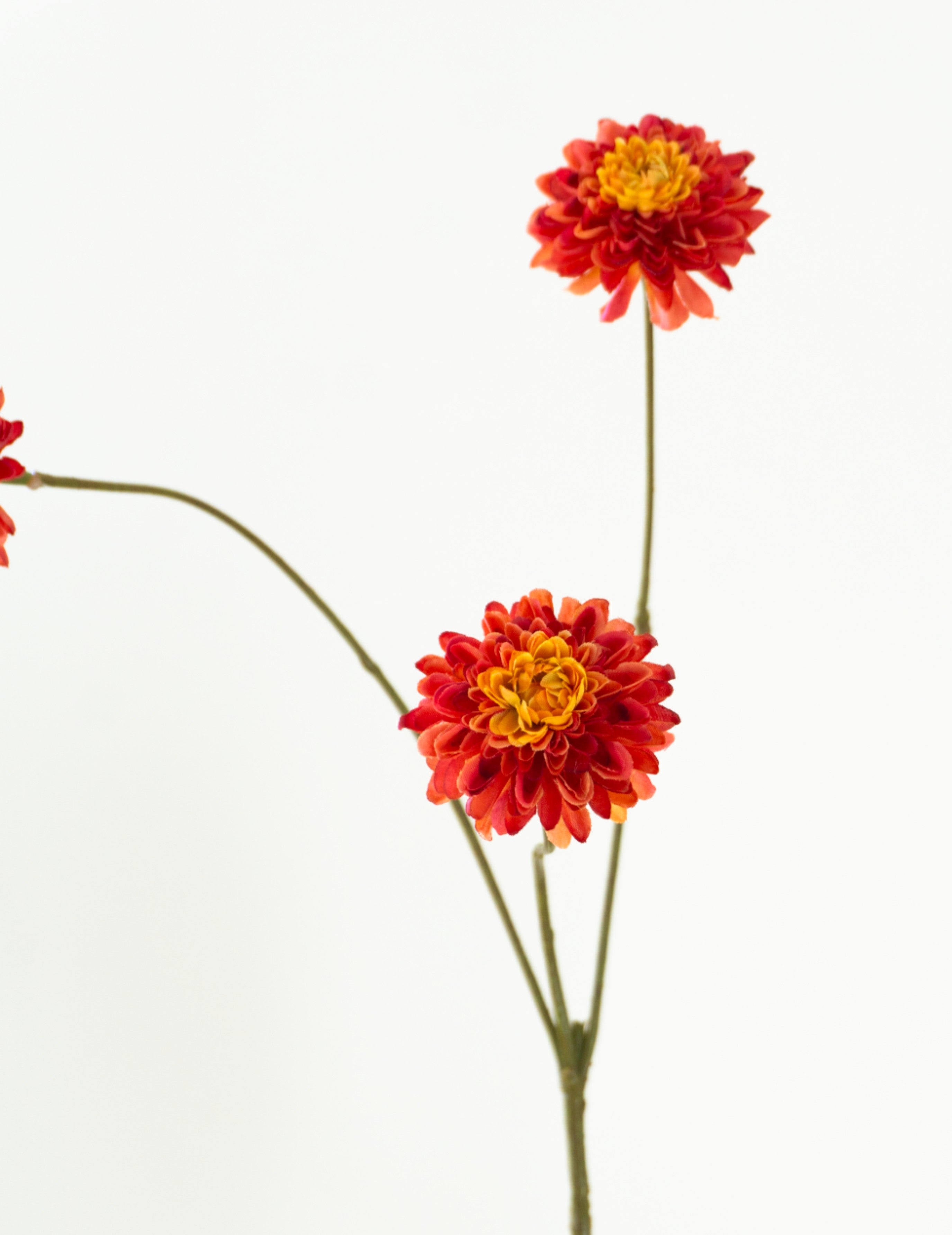 Artificial flower orange-red dahlia branch