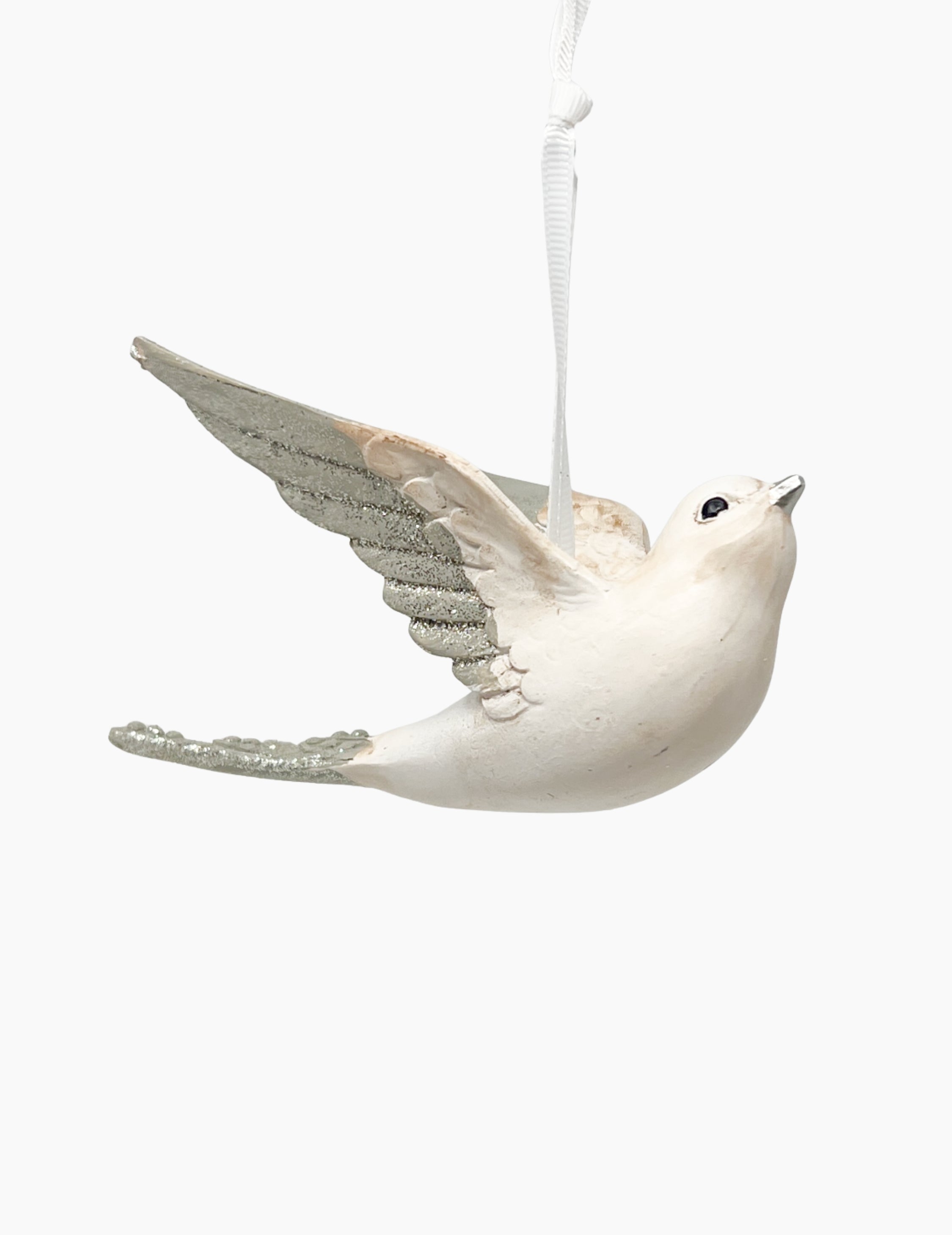 Weihnachtsanhänger Taube aus Holz Weiß