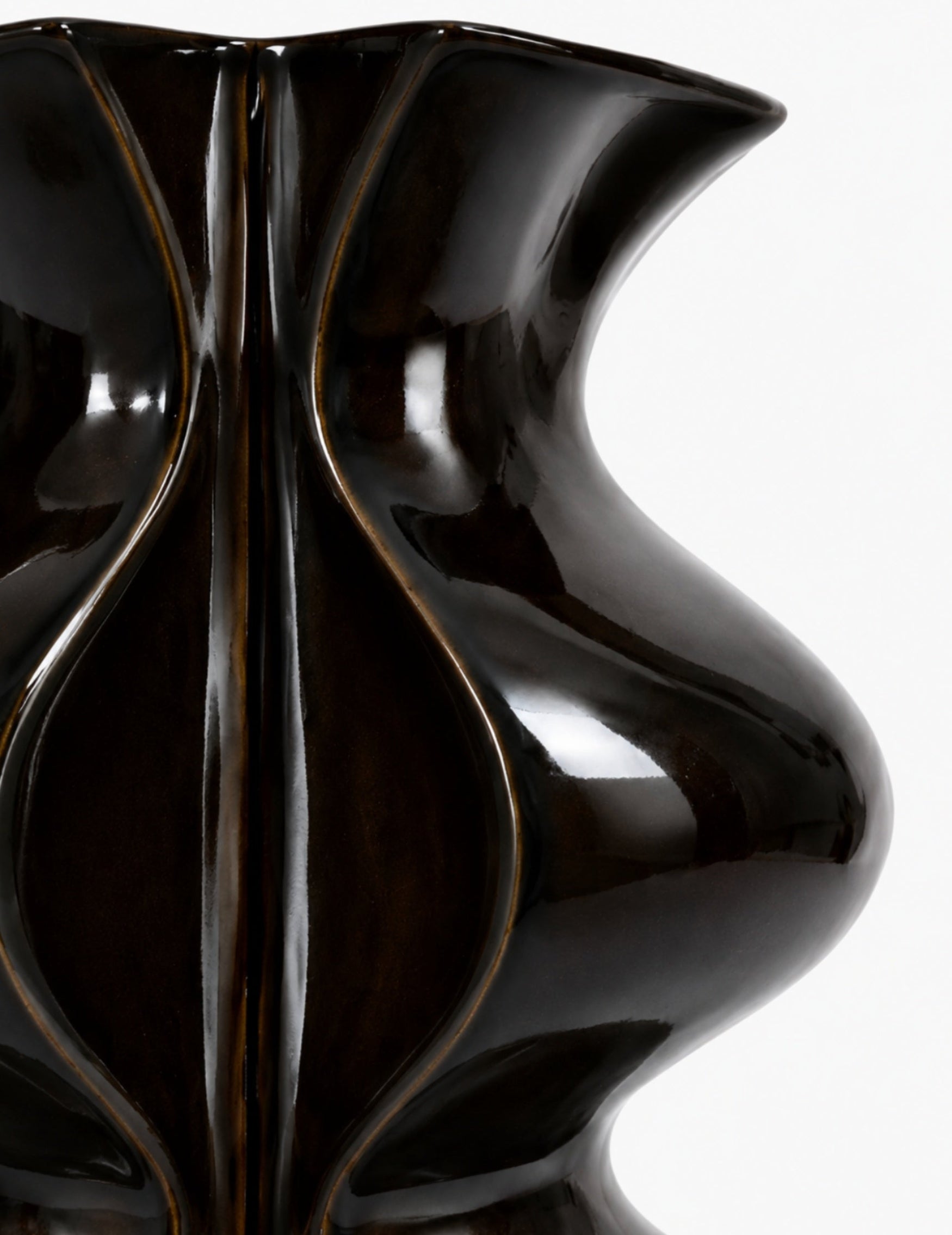 Skulpturale Vase aus Steingut Dunkelbraun