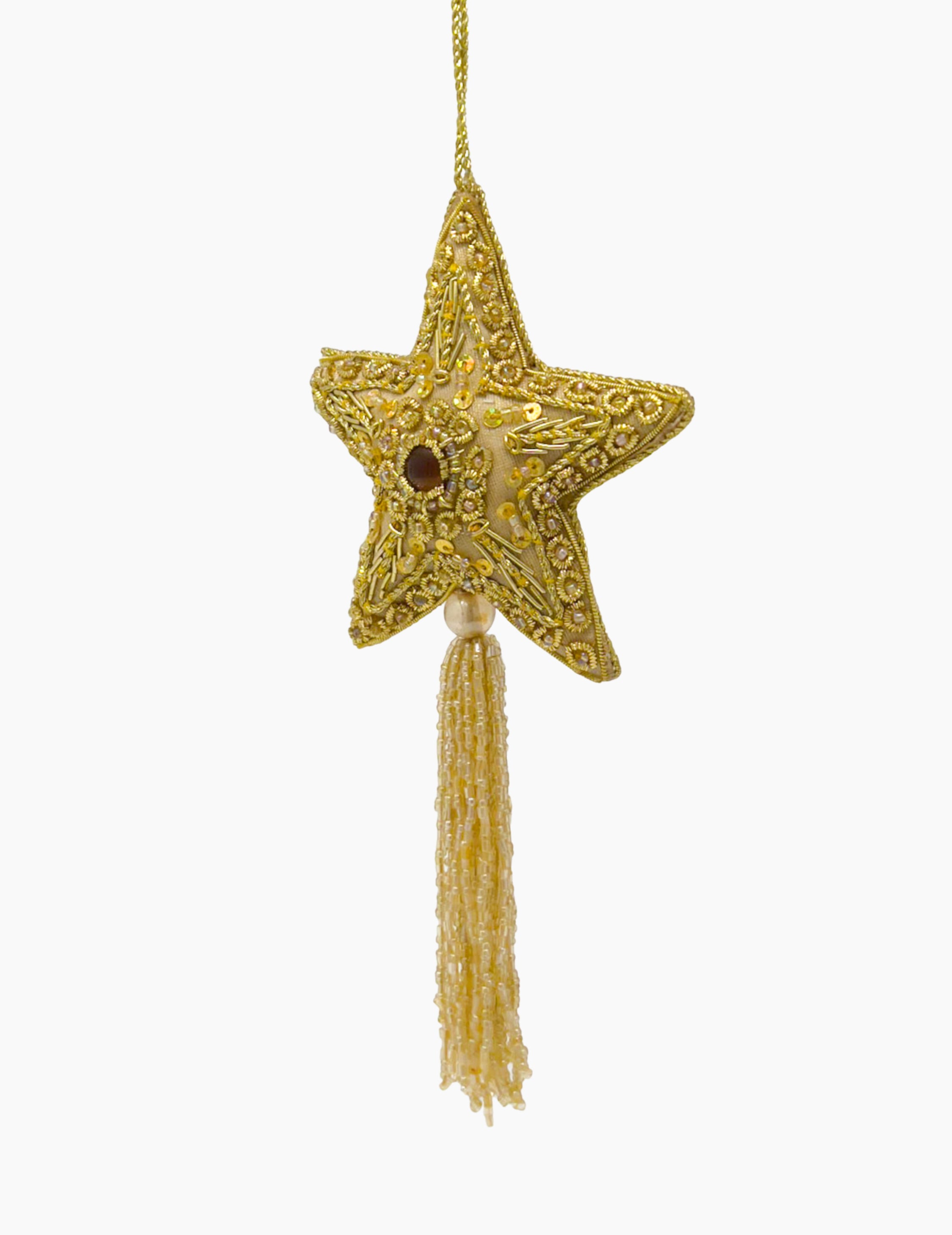 Weihnachtsornament Stern aus Stoff Gold