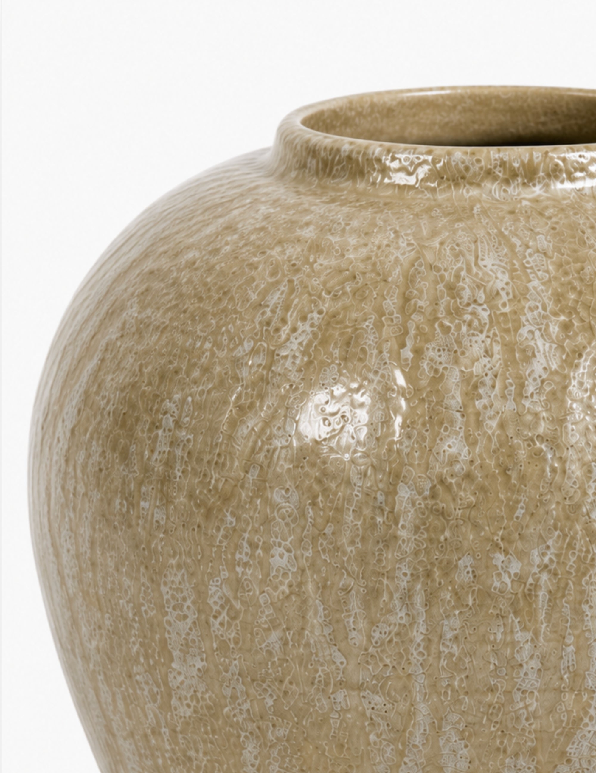 Deko-Vase Glasiert Rund Beige