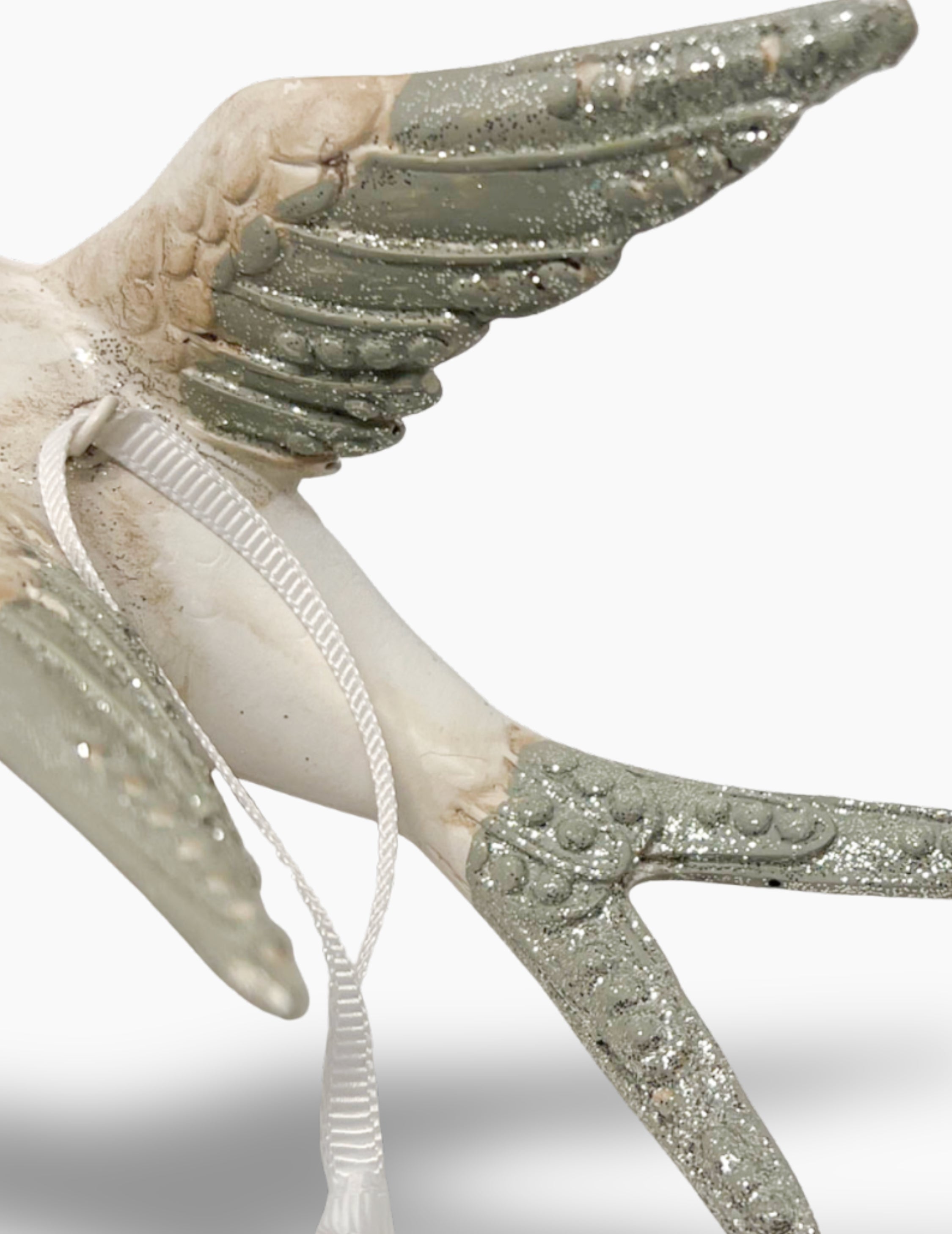 Christmas decoration dove made of wood white