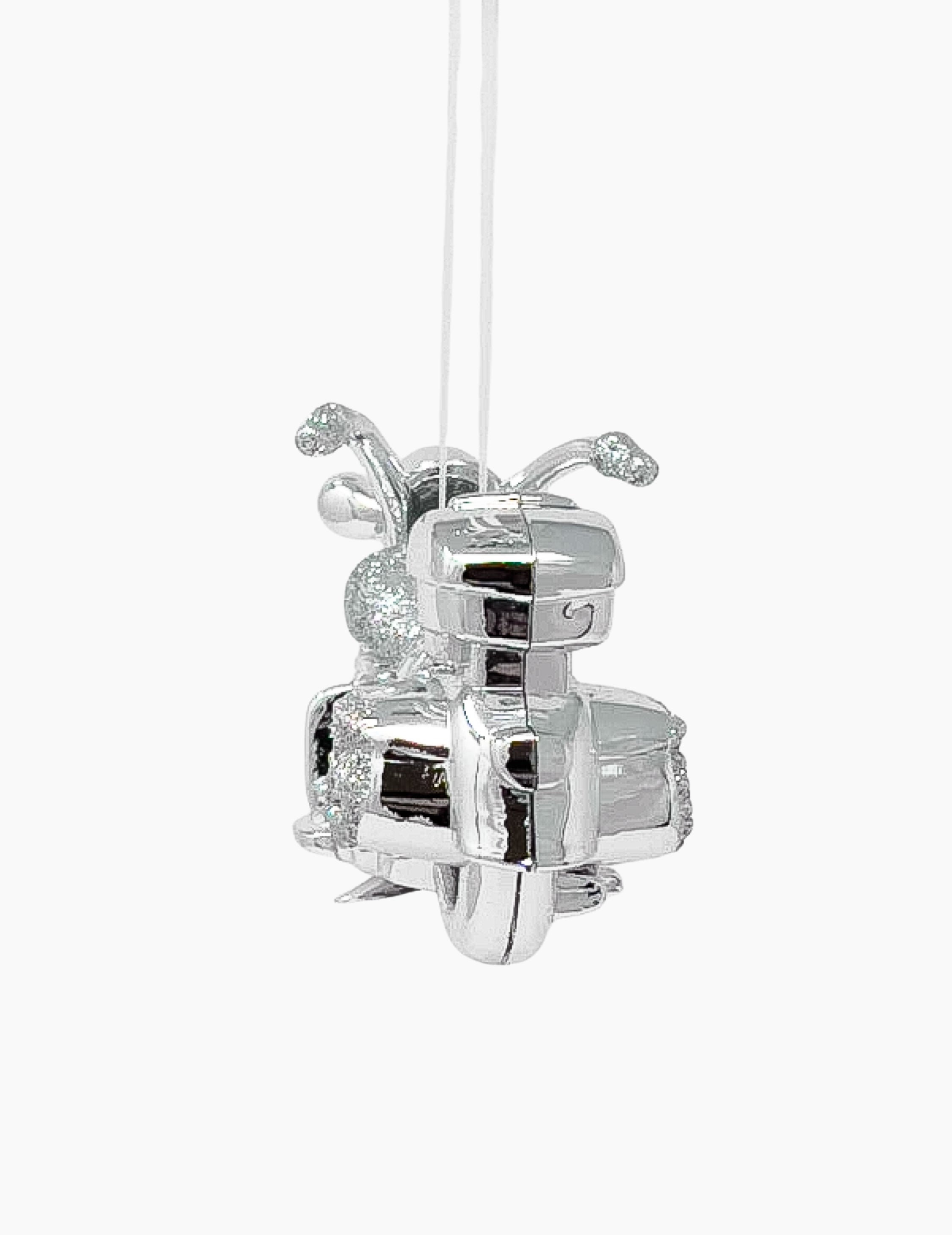 Weihnachtsornament Motorrad mit Glitter Silber