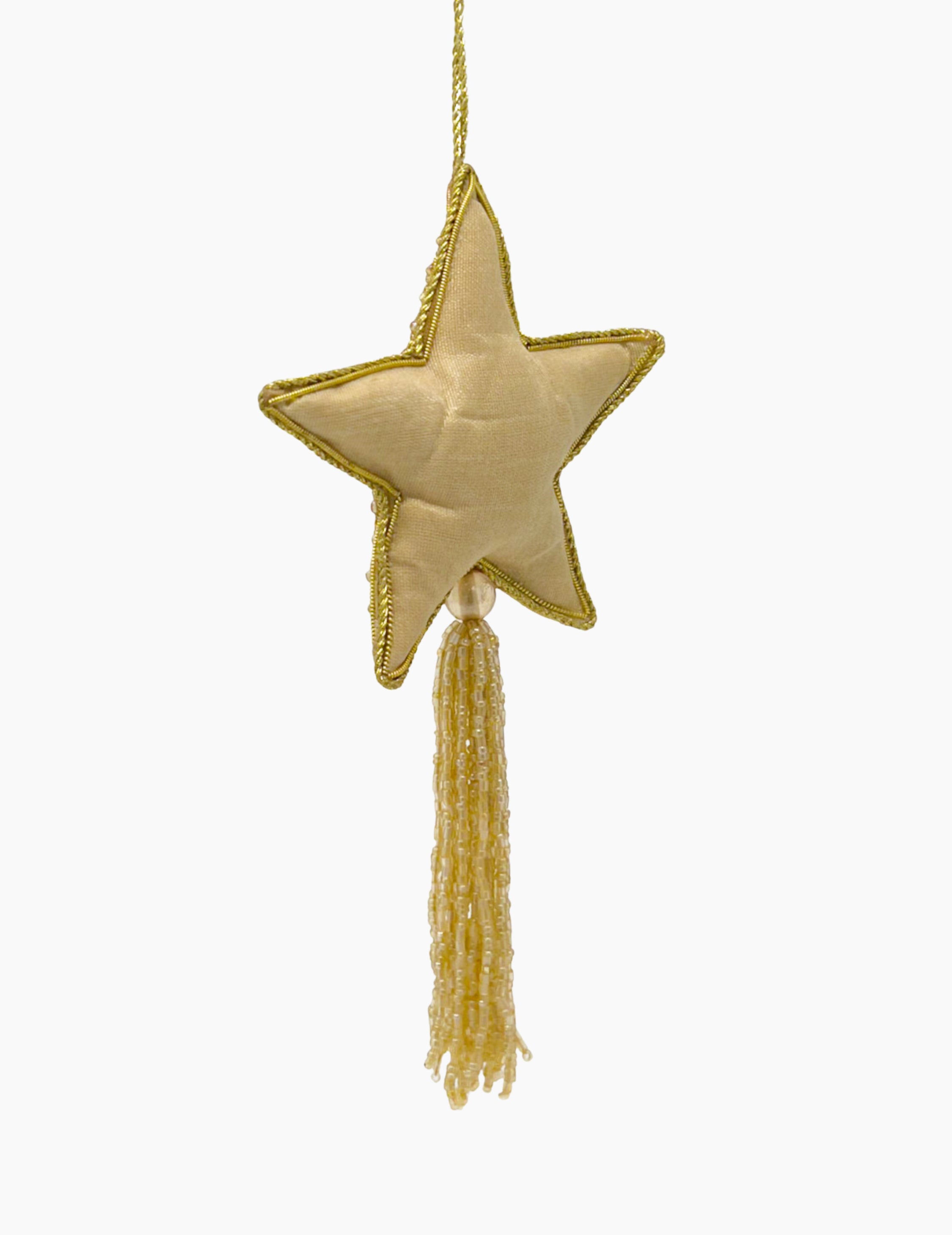 Weihnachtsornament Stern aus Stoff Gold