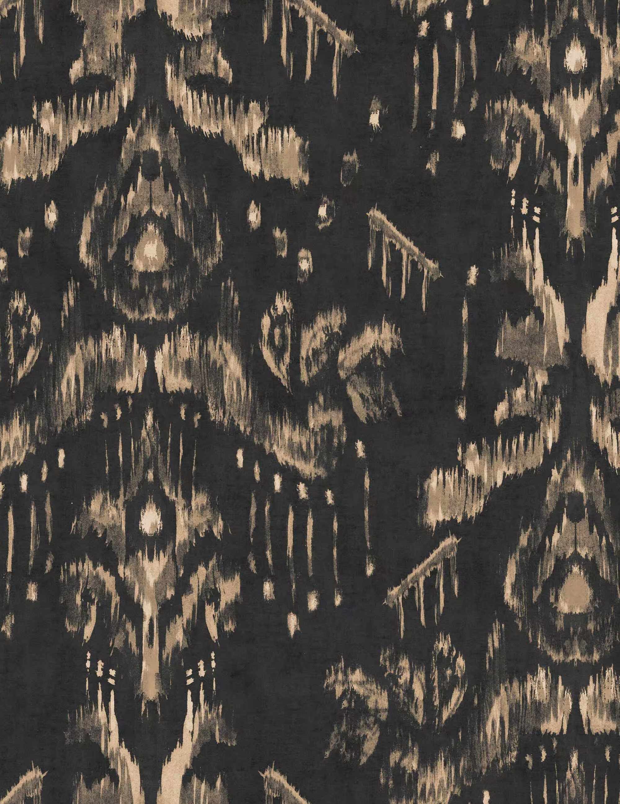 Wandtapete Ancestrial Ikat Anthrazit