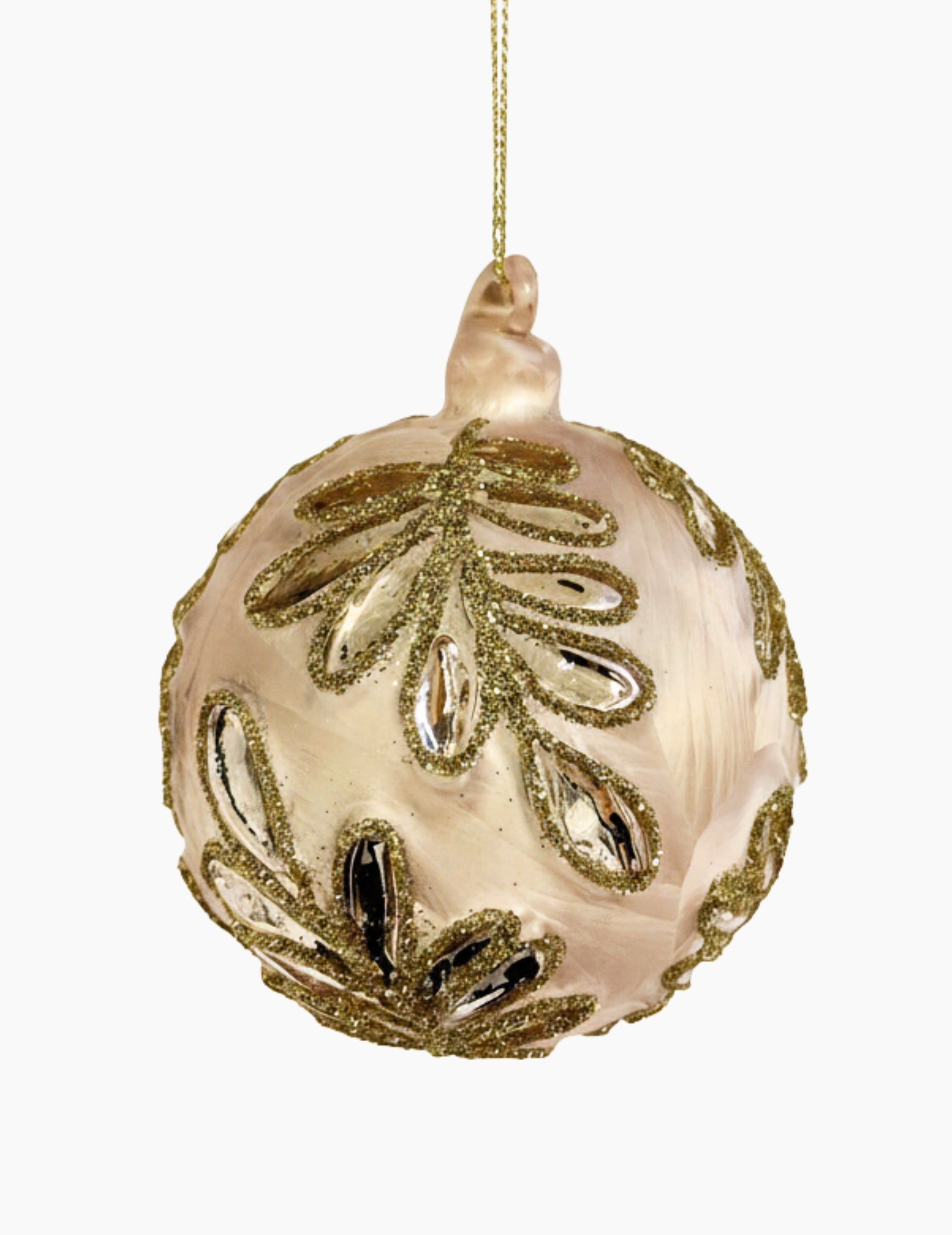 Weihnachtskugel Glas mit Glitter Rosa