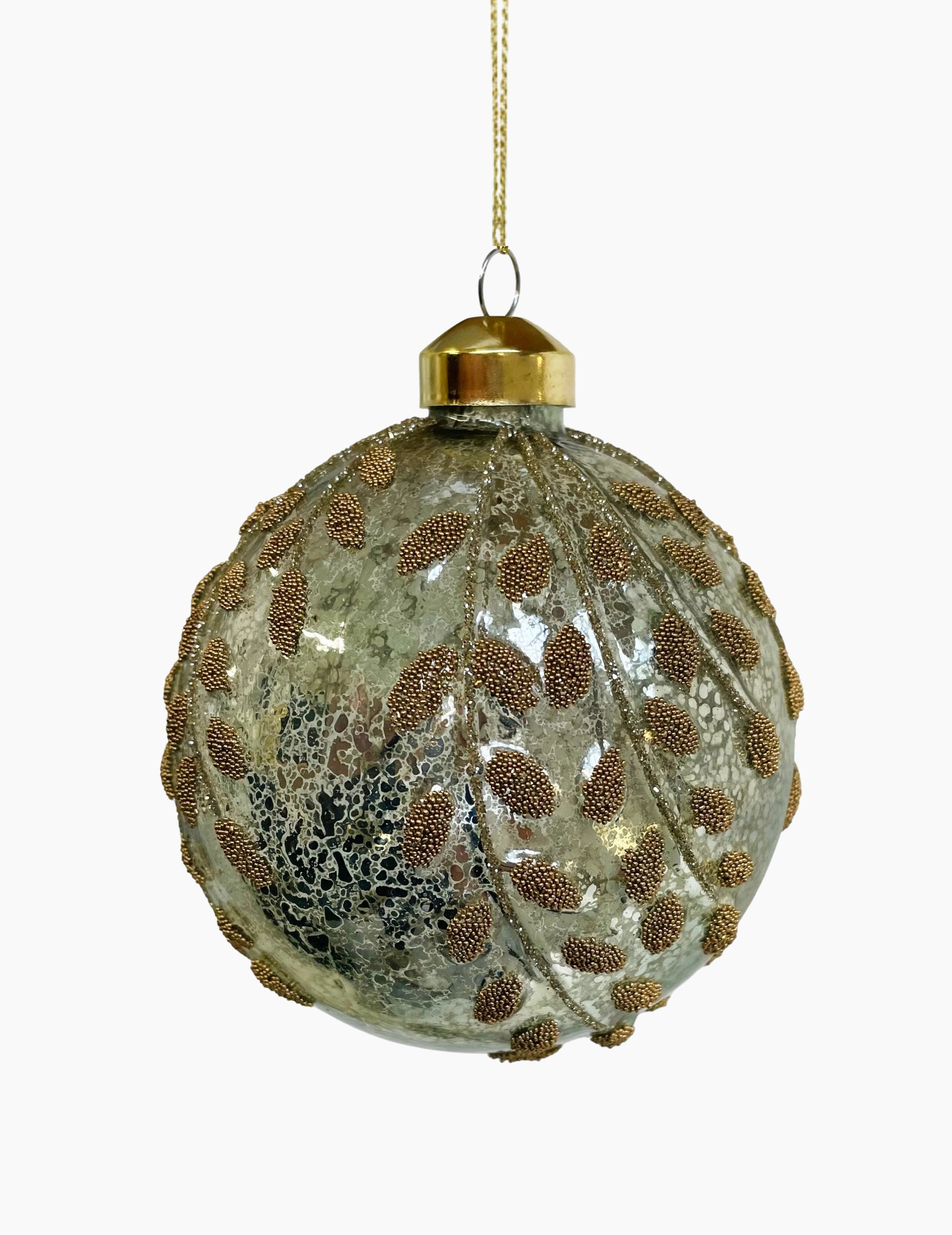 Weihnachtskugel aus Glas Grün Zweige