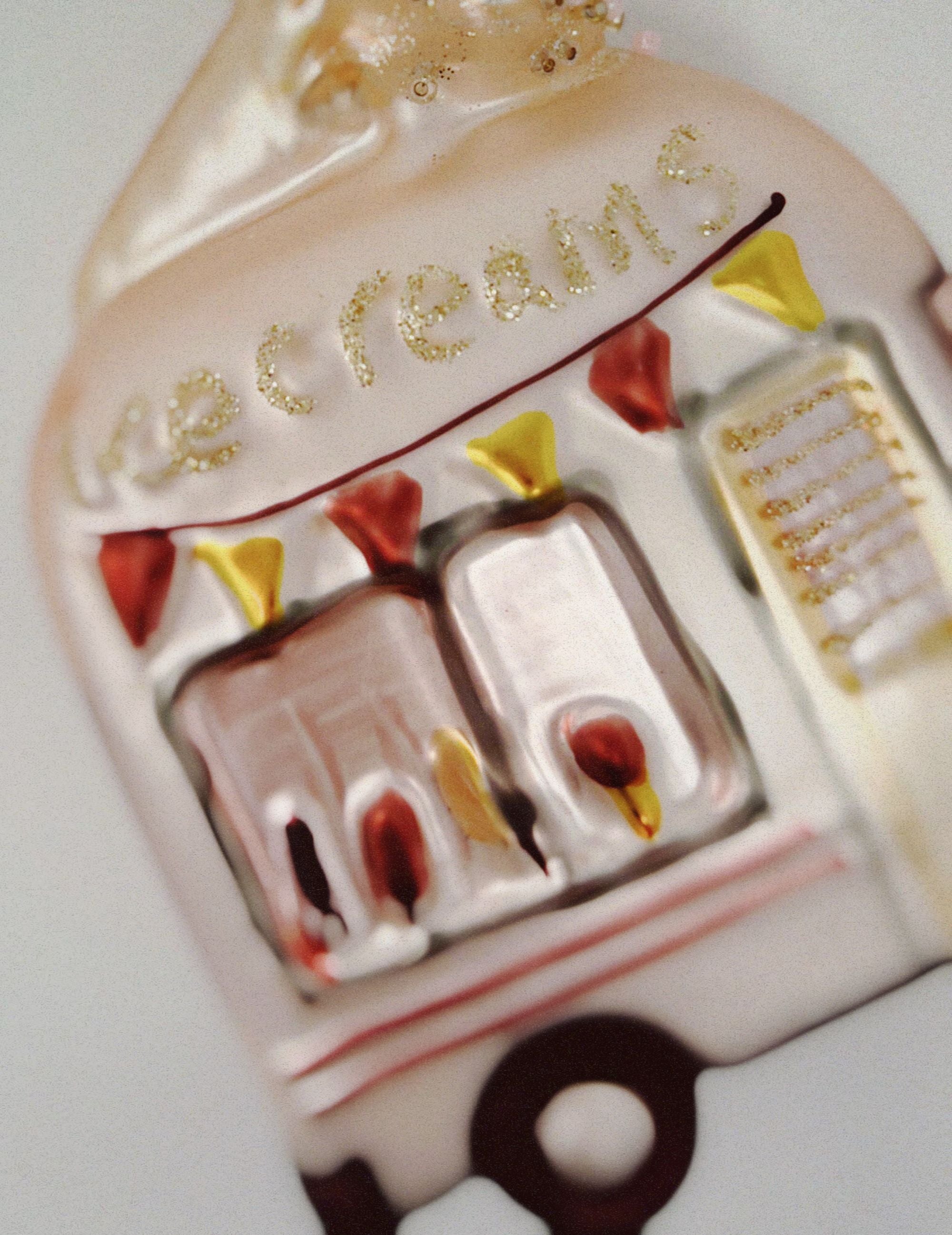 Weihnachtsanhänger aus Glas Eiscreme-Bus Rosa