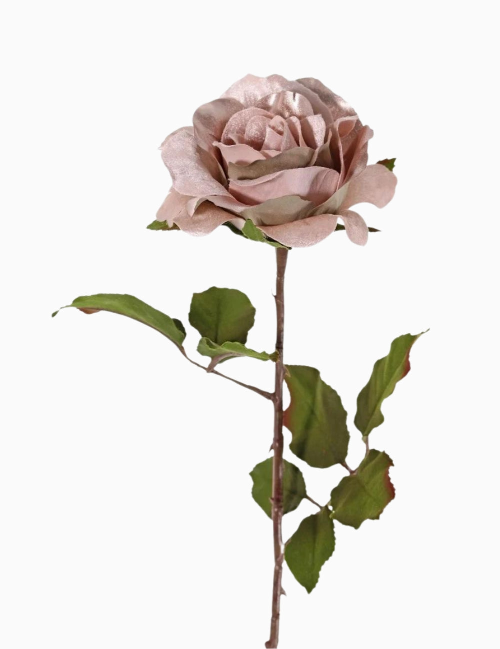 Umělá květina růže metalická starorůžová