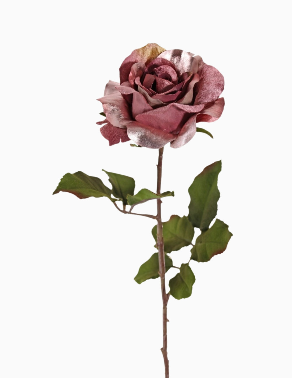 Umělá květina růže metalická fuchsiová