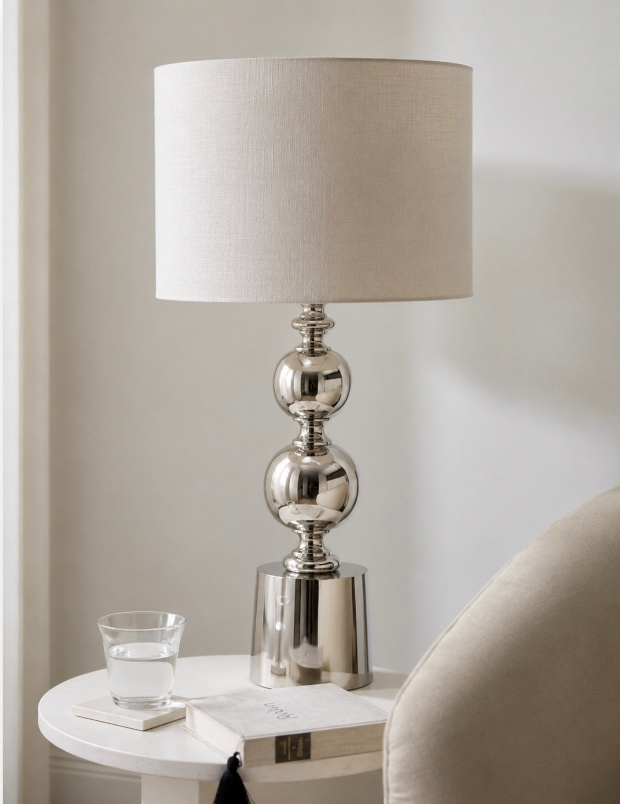 Lampenfuß Retro Kugeln Silber